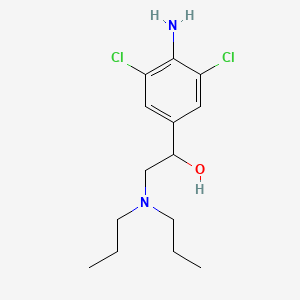 molecular formula C14H22Cl2N2O B14681692 4-Amino-3,5-dichloro-alpha-((dipropylamino)methyl)benzenemethanol CAS No. 38338-90-8