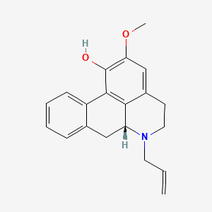 molecular formula C20H21NO2 B14681719 (R)-5,6,6a,7-Tetrahydro-2-methoxy-6-(2-propenyl)-4H-dibenzo(de,g)quinolin-1-ol CAS No. 37082-19-2