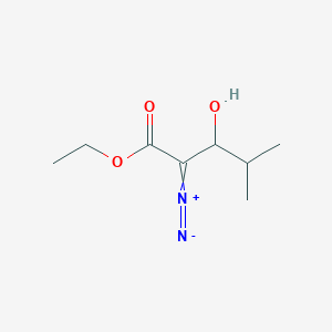 molecular formula C8H14N2O3 B14681890 2-Diazonio-1-ethoxy-3-hydroxy-4-methylpent-1-en-1-olate CAS No. 38491-54-2