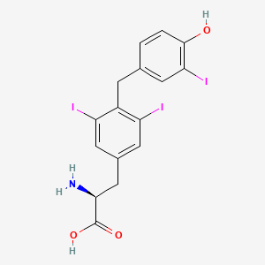 molecular formula C16H14I3NO3 B14681912 4-[(4-Hydroxy-3-iodophenyl)methyl]-3,5-diiodo-L-phenylalanine CAS No. 37642-60-7