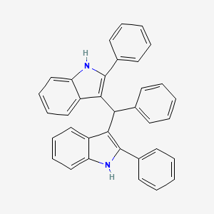 molecular formula C35H26N2 B14681917 1H-Indole, 3,3'-(phenylmethylene)bis[2-phenyl- CAS No. 35173-73-0