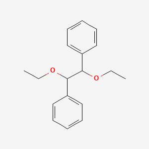 molecular formula C18H22O2 B14681944 Benzene, 1,1'-(1,2-diethoxy-1,2-ethanediyl)bis- CAS No. 34421-90-4