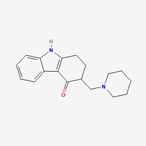 molecular formula C18H22N2O B14682007 2,3-Dihydro-3-(piperidino)methyl-4(1H)-carbazolone CAS No. 35557-10-9