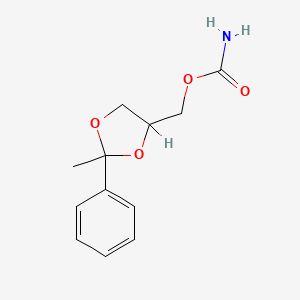 molecular formula C12H15NO4 B14682125 2-Methyl-2-phenyl-1,3-dioxolane-4-methanol carbamate CAS No. 35822-51-6