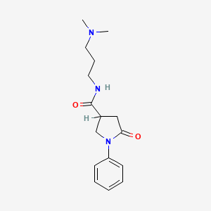 molecular formula C16H23N3O2 B14682265 4-Pyrrolidinecarboxamide, N-(3-dimethylaminopropyl)-2-oxo-1-phenyl- CAS No. 39629-97-5