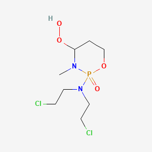 molecular formula C8H17Cl2N2O4P B14682326 2-[Bis(2-chloroethyl)amino]-4-hydroperoxy-3-methyl-1,3,2lambda~5~-oxazaphosphinan-2-one CAS No. 39800-23-2