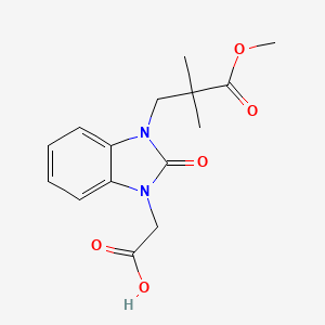 molecular formula C15H18N2O5 B1468234 2-[3-(3-Methoxy-2,2-dimethyl-3-oxopropyl)-2-oxo-2,3-dihydro-1H-benzimidazol-1-yl]acetic acid CAS No. 1353500-01-2