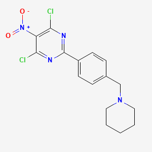 molecular formula C16H16Cl2N4O2 B1468240 4,6-Dichloro-5-nitro-2-[4-(1-piperidinylmethyl)phenyl]pyrimidine CAS No. 1353506-55-4
