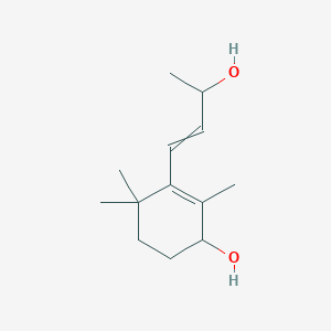 molecular formula C13H22O2 B14682411 3-(3-Hydroxybut-1-en-1-yl)-2,4,4-trimethylcyclohex-2-en-1-ol CAS No. 27185-80-4