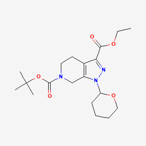 molecular formula C19H29N3O5 B1468247 6-(tert-Butyl) 3-ethyl 1-tetrahydro-2H-pyran-2-yl-1,4,5,7-tetrahydro-6H-pyrazolo[3,4-c]pyridine-3,6-dicarboxylate CAS No. 1353500-97-6