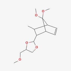 molecular formula C15H24O5 B14682640 5-(4-(Methoxymethyl)-1,3-dioxolan-2-yl)-6-methyl-2-norbornen-7-one dimethyl acetal CAS No. 31969-66-1