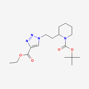 molecular formula C17H28N4O4 B1468277 tert-Butyl 2-{2-[4-(ethoxycarbonyl)-1H-1,2,3-triazol-1-yl]ethyl}-1-piperidinecarboxylate CAS No. 1353506-53-2