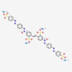 molecular formula C38H24N8Na4O14S4 B14682833 Benzenesulfonic acid, 2,2'-(1,2-ethenediyl)bis[5-[[4-[(4-sulfophenyl)azo]phenyl]-NNO-azoxy]-, tetrasodium salt CAS No. 32651-66-4