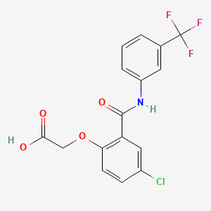 molecular formula C16H11ClF3NO4 B14682898 Acetic acid, (4-chloro-2-((alpha,alpha,alpha-trifluoro-m-tolyl)carbamoyl)phenoxy)- CAS No. 35422-42-5