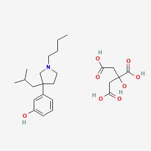 molecular formula C24H37NO8 B14683043 3-(1-Butyl-3-isobutyl-3-pyrrolidinyl)phenol citrate CAS No. 37627-60-4