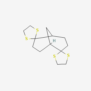 molecular formula C13H20S4 B14683162 Dispiro[1,3-dithiolane-2,2'-bicyclo[3.3.1]nonane-6',2''-[1,3]dithiolane] CAS No. 27581-55-1