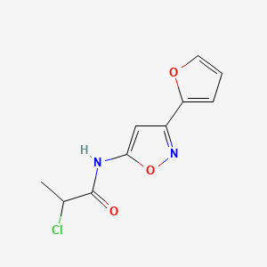 molecular formula C10H9ClN2O3 B14683174 2-Chloro-N-(3-(2-furanyl)-5-isoxazolyl)propanamide CAS No. 37853-38-6