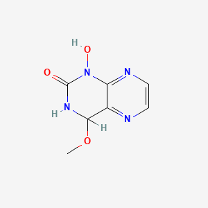 molecular formula C7H8N4O3 B14683186 2(1H)-Pteridinone, 3,4-dihydro-1-hydroxy-4-methoxy- CAS No. 37440-33-8