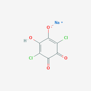 molecular formula C6HCl2NaO4 B14683247 Sodium 2,5-dichloro-4-hydroxy-3,6-dioxocyclohexa-1,4-dien-1-olate CAS No. 35771-46-1