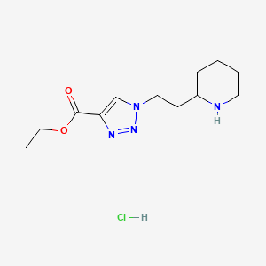 molecular formula C12H21ClN4O2 B1468334 Ethyl 1-[2-(2-piperidinyl)ethyl]-1H-1,2,3-triazole-4-carboxylate hydrochloride CAS No. 1211507-89-9