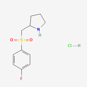 molecular formula C11H15ClFNO2S B1468343 2-(((4-Fluorophenyl)sulfonyl)methyl)pyrrolidine hydrochloride CAS No. 1353977-86-2