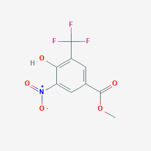 molecular formula C9H6F3NO5 B1468365 4-Hydroxy-3-nitro-5-trifluoromethyl-benzoic acid methyl ester CAS No. 946121-36-4