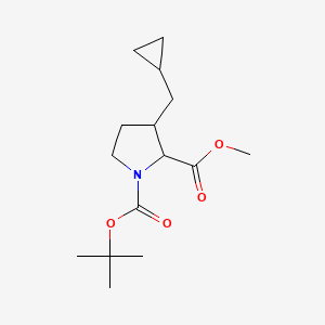 molecular formula C15H25NO4 B1468382 1-(tert-Butyl) 2-methyl 3-(cyclopropylmethyl)-1,2-pyrrolidinedicarboxylate CAS No. 2197421-21-7