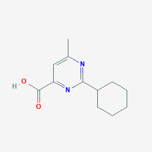 molecular formula C12H16N2O2 B1468383 2-Cyclohexyl-6-methylpyrimidine-4-carboxylic acid CAS No. 1343195-39-0