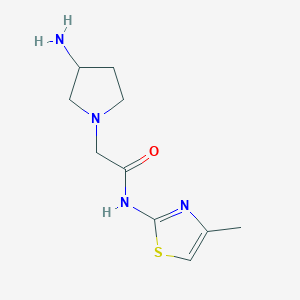 molecular formula C10H16N4OS B1468413 2-(3-aminopyrrolidin-1-yl)-N-(4-methylthiazol-2-yl)acetamide CAS No. 1249652-91-2