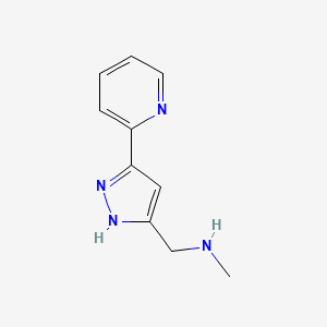 molecular formula C10H12N4 B1468416 N-methyl-1-(3-(pyridin-2-yl)-1H-pyrazol-5-yl)methanamine CAS No. 1340554-86-0