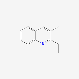 molecular formula C12H13N B14684211 Quinoline, 2-ethyl-3-methyl- CAS No. 27356-52-1