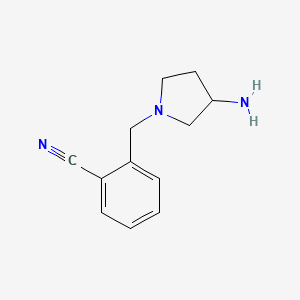 molecular formula C12H15N3 B1468423 2-[(3-氨基吡咯烷-1-基)甲基]苯腈 CAS No. 1250066-39-7