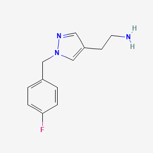 molecular formula C12H14FN3 B1468469 2-{1-[(4-fluorophenyl)methyl]-1H-pyrazol-4-yl}ethan-1-amine CAS No. 1341471-15-5