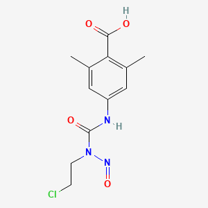 molecular formula C12H14ClN3O4 B14684740 Benzoic acid, 4-(3-(2-chloroethyl)-3-nitrosoureido)-2,6-dimethyl- CAS No. 33054-79-4