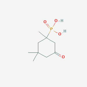 molecular formula C9H17O4P B14685180 (1,3,3-Trimethyl-5-oxocyclohexyl)phosphonic acid CAS No. 33803-99-5