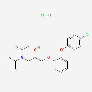 molecular formula C21H29Cl2NO3 B14685183 2-Propanol, 1-(o-(4-chlorophenoxy)phenoxy)-3-diisopropylamino-, hydrochloride CAS No. 26321-25-5