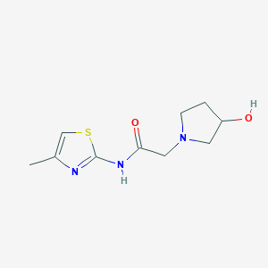 molecular formula C10H15N3O2S B1468521 2-(3-hydroxypyrrolidin-1-yl)-N-(4-methyl-1,3-thiazol-2-yl)acetamide CAS No. 1496417-79-8