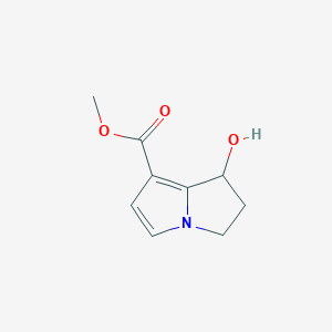 molecular formula C9H11NO3 B14685285 Methyl 1-hydroxy-2,3-dihydro-1H-pyrrolizine-7-carboxylate CAS No. 28564-25-2