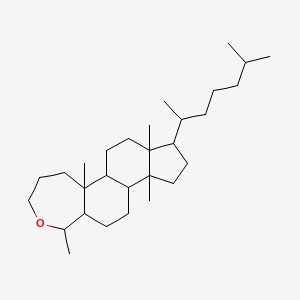 molecular formula C29H52O B14685340 1,5a,7a,10a-Tetramethyl-8-(6-methylheptan-2-yl)hexadecahydro-1h-cyclopenta[5,6]naphtho[2,1-c]oxepine CAS No. 31705-57-4