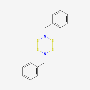 molecular formula C14H14N2S4 B14685363 3,6-Dibenzyl-1,2,4,5,3,6-tetrathiadiazinane CAS No. 26500-64-1