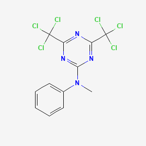 molecular formula C12H8Cl6N4 B14685389 1,3,5-Triazin-2-amine, N-methyl-N-phenyl-4,6-bis(trichloromethyl)- CAS No. 30356-67-3