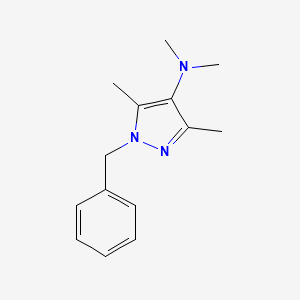 molecular formula C14H19N3 B14685414 Pyrazole, 1-benzyl-4-(dimethylamino)-3,5-dimethyl- CAS No. 28466-14-0