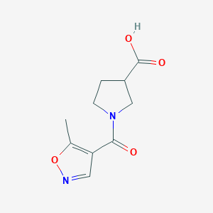 molecular formula C10H12N2O4 B1468582 1-(5-Methyl-1,2-oxazole-4-carbonyl)pyrrolidine-3-carboxylic acid CAS No. 1342234-16-5