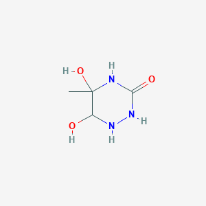 molecular formula C4H9N3O3 B14685854 5,6-Dihydroxy-5-methyl-1,2,4-triazinan-3-one CAS No. 25479-85-0