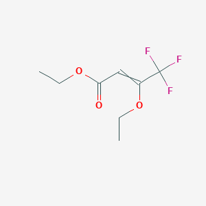 molecular formula C8H11F3O3 B14685859 Ethyl 3-ethoxy-4,4,4-trifluorobut-2-enoate CAS No. 34292-25-6