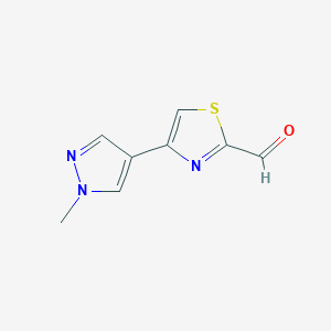 molecular formula C8H7N3OS B1468590 4-(1-甲基-1H-吡唑-4-基)-1,3-噻唑-2-甲醛 CAS No. 1339381-50-8