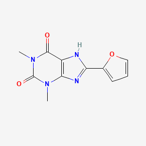 molecular formula C11H10N4O3 B14686011 8-(Furan-2-yl)-1,3-dimethyl-3,7-dihydro-1H-purine-2,6-dione CAS No. 33797-74-9