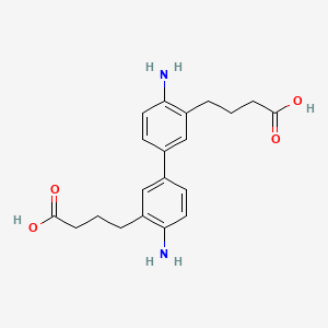 molecular formula C20H24N2O4 B14686233 4-(2-Amino-5-(4-amino-3-(3-carboxypropyl)phenyl)phenyl)butanoic acid CAS No. 34915-25-8