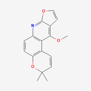 molecular formula C17H15NO3 B14686260 11-Methoxy-3,3-dimethyl-3h-furo[2,3-b]pyrano[3,2-f]quinoline CAS No. 35306-86-6