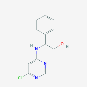 molecular formula C12H12ClN3O B1468628 2-((6-Chloropyrimidin-4-yl)amino)-2-phenylethan-1-ol CAS No. 1498070-12-4
